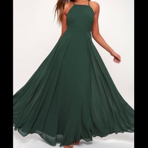 Lulus Mythical Kind of Love Dark Green Maxi Dress